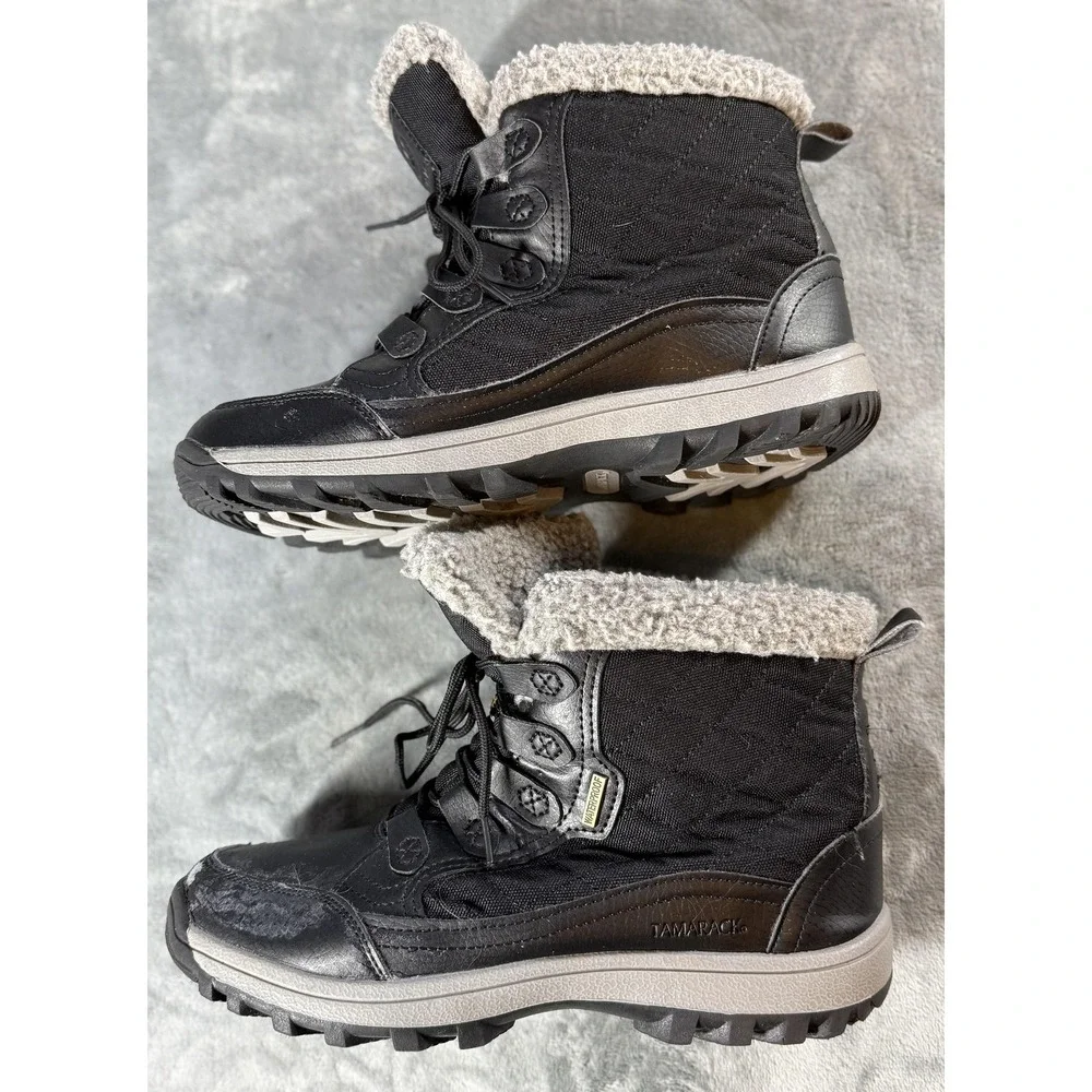 Tamarack Boots Womens Size 8 Black Faux Shearling Lined Winter Snow T-RF1867